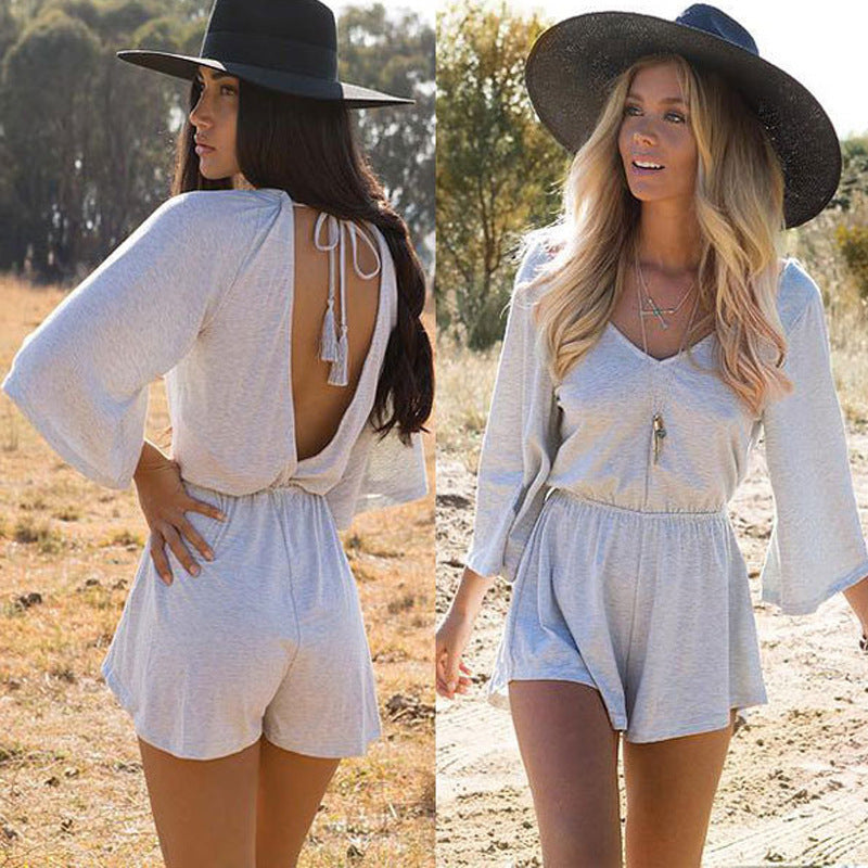 Damen Kombi-Jumpsuit Offener Rücken Weiches Material Norvielle