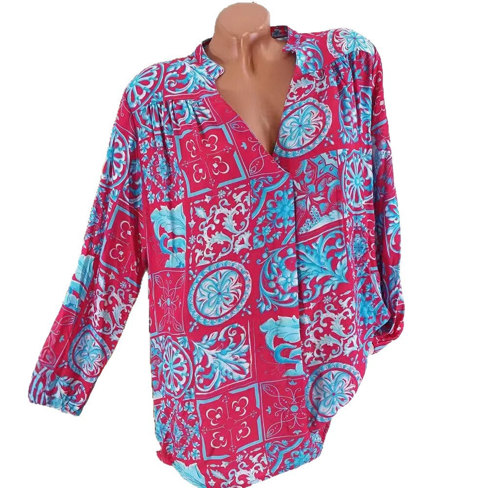 Damen Bluse Florales Muster Lässiger Schnitt