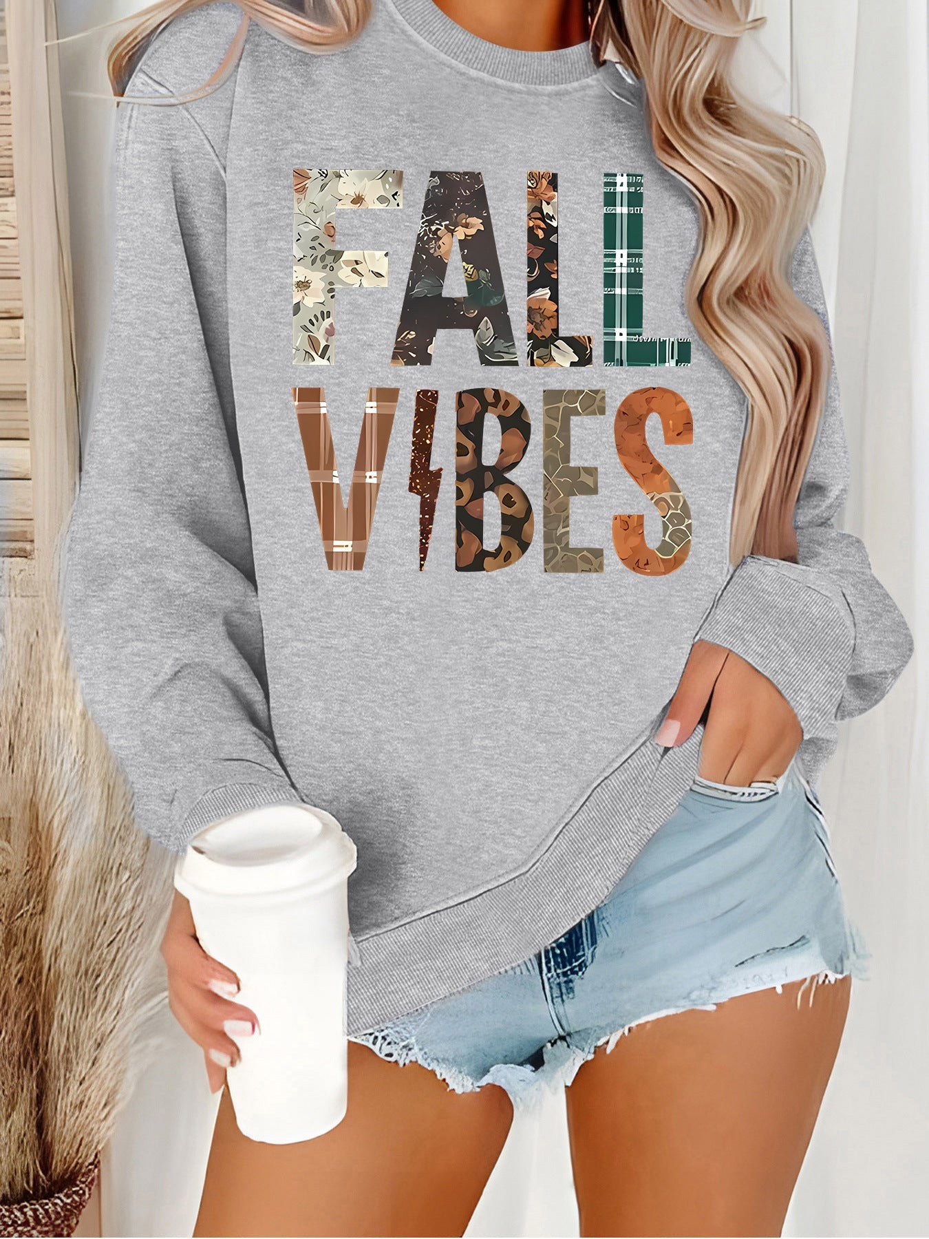 Damen Sweatshirt Grafik-Aufdruck Bequem Norvielle