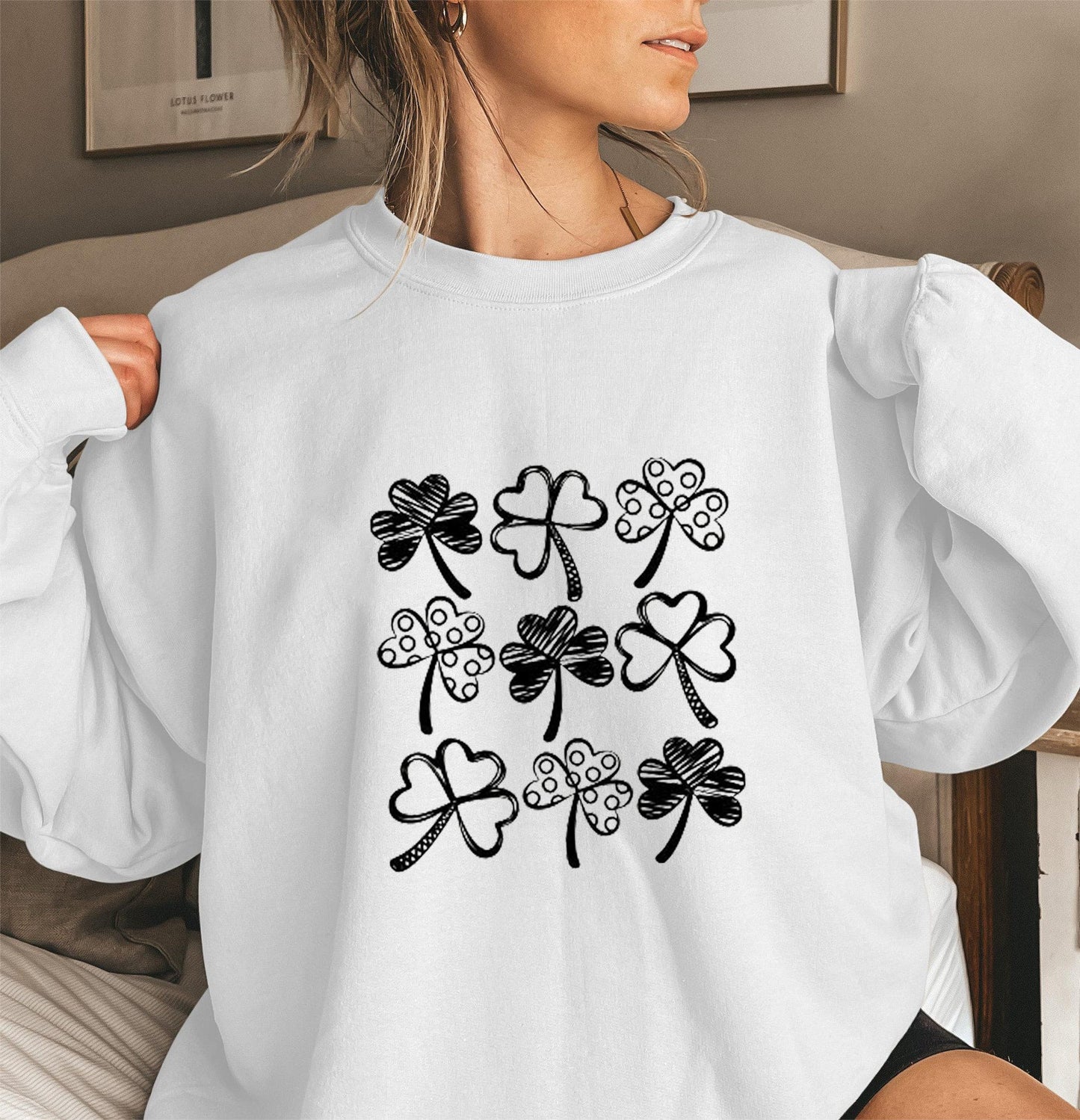 Damen Sweatshirt Kleeblatt-Motiv Norvielle