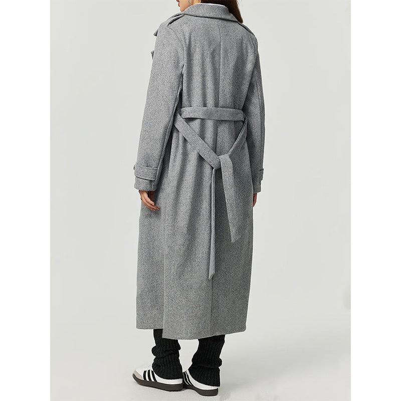 Damen Wollmantel Lässiger Schnitt Doppelter Knopf