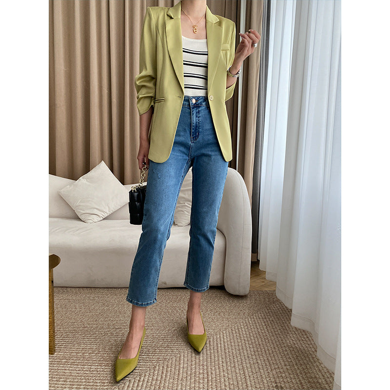 Damen Blazer Feiner Faltenwurf Praktische Taschen Norvielle