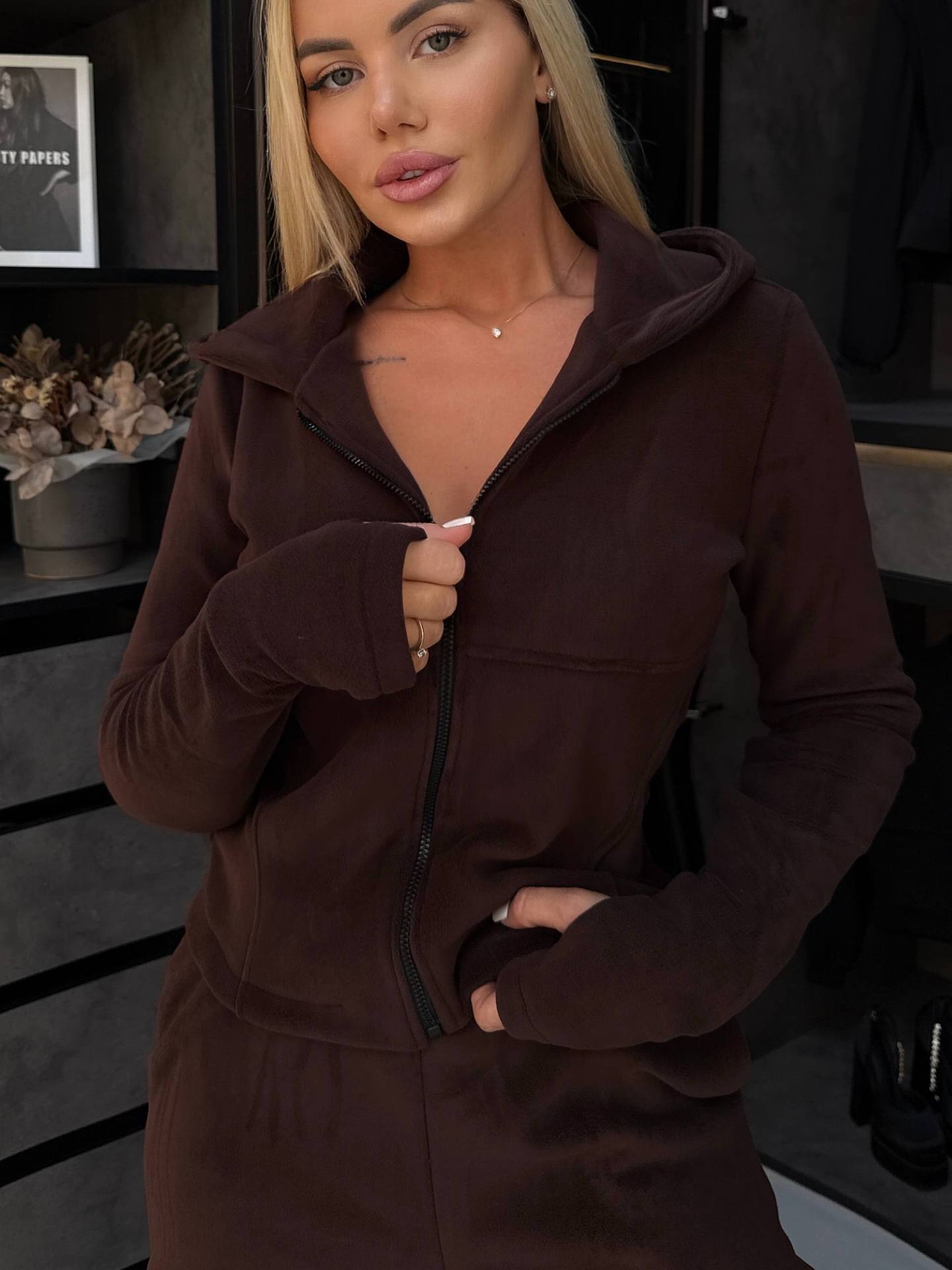 Damen Fleece-Jumpsuit mit Reißverschluss