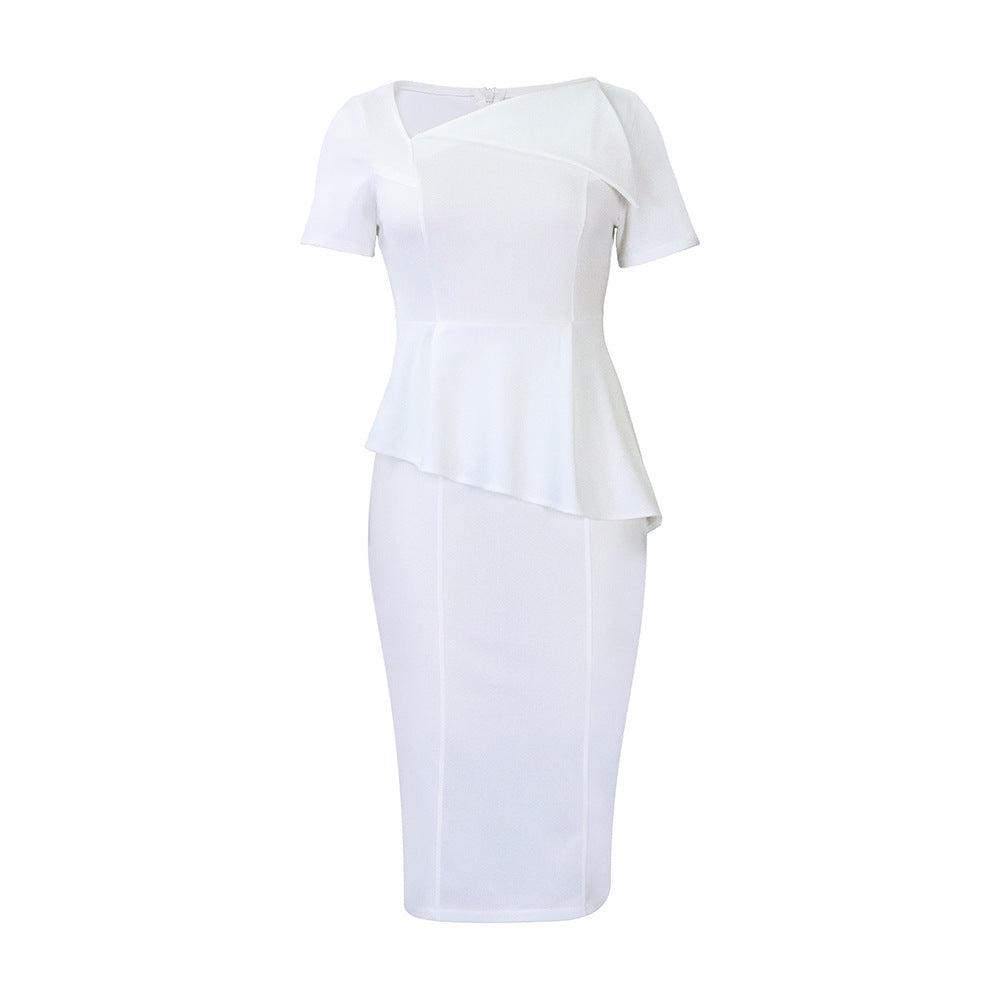 Damen Etuikleid Voluminöses Schößchen Eleganter Schnitt
