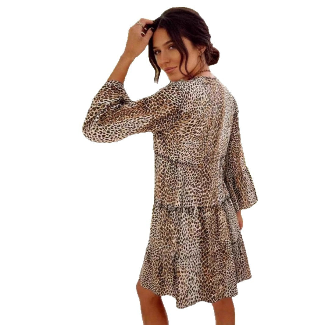 Damen Hemdkleid Luftig Tiermotiv Elegantes Design