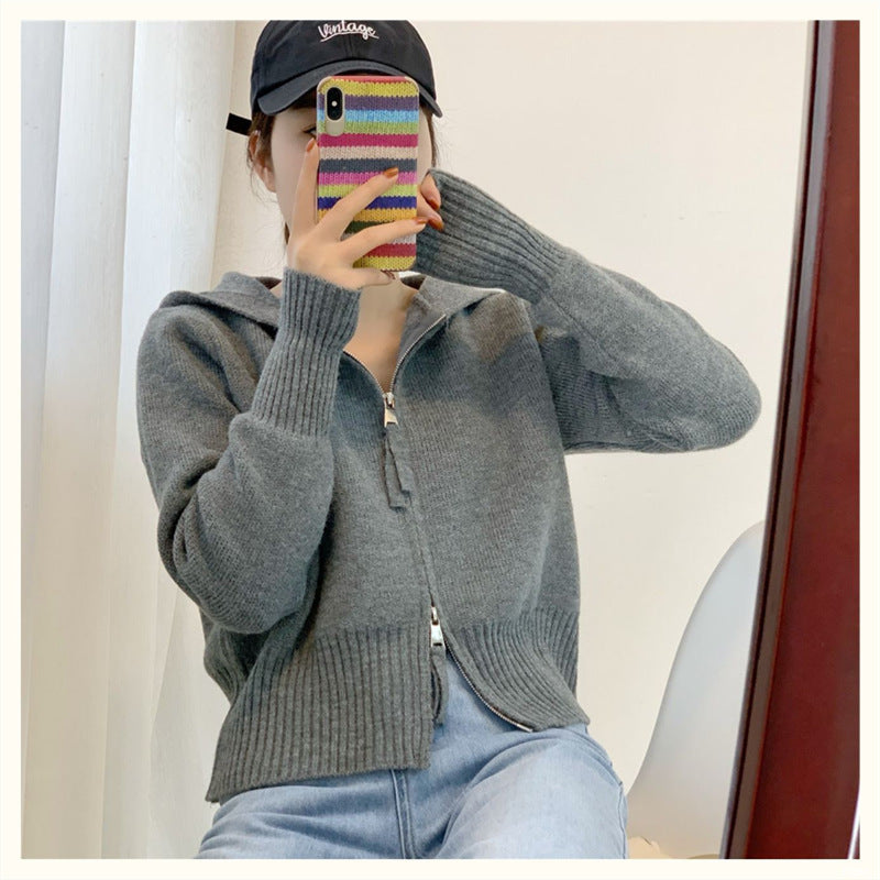 Damen Kapuzenpullover Modern Reißverschluss Tailliert Norvielle