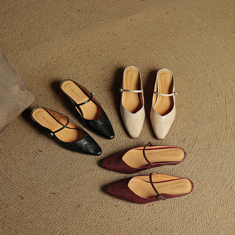 Damen Slipper Echtes Leder