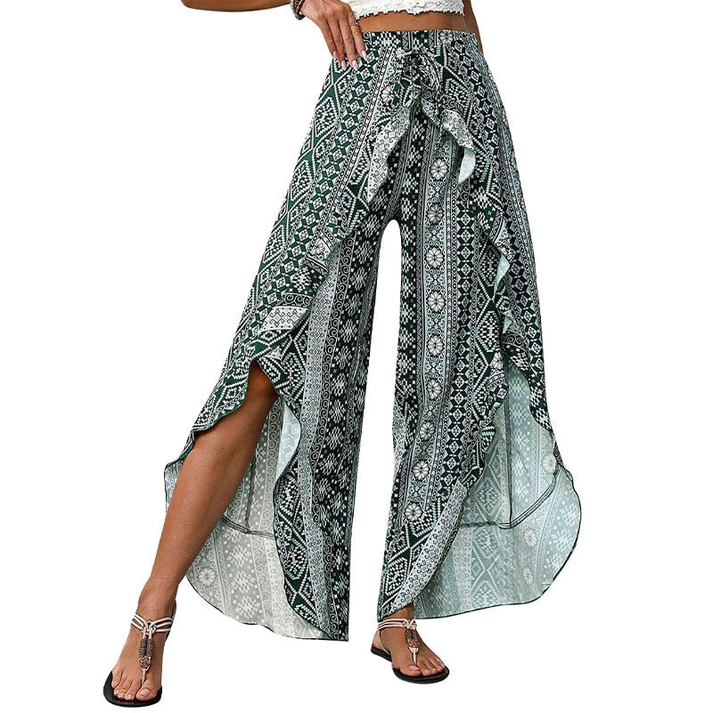 Damen Palazzo-Hose Asymmetrisch Florales Muster