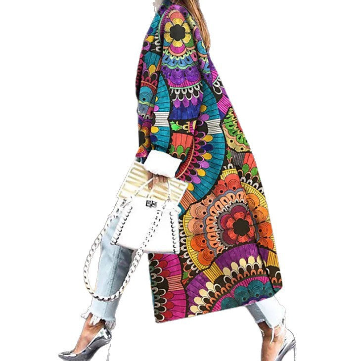 Damen Kimono Bunt Mandala-Muster