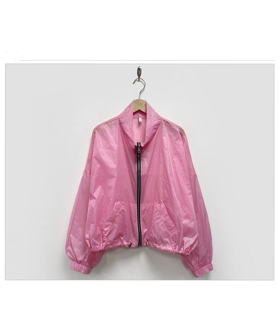 Damen Windjacke Transparent Reißverschluss Norvielle