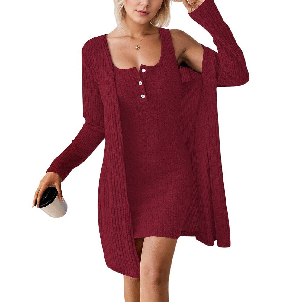 Damen Strickkleid mit Cardigan Offen Norvielle