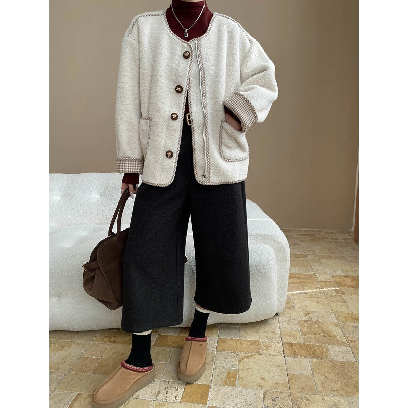 Damen Strickjacke Oversized Kuschelig mit Knöpfen Beige