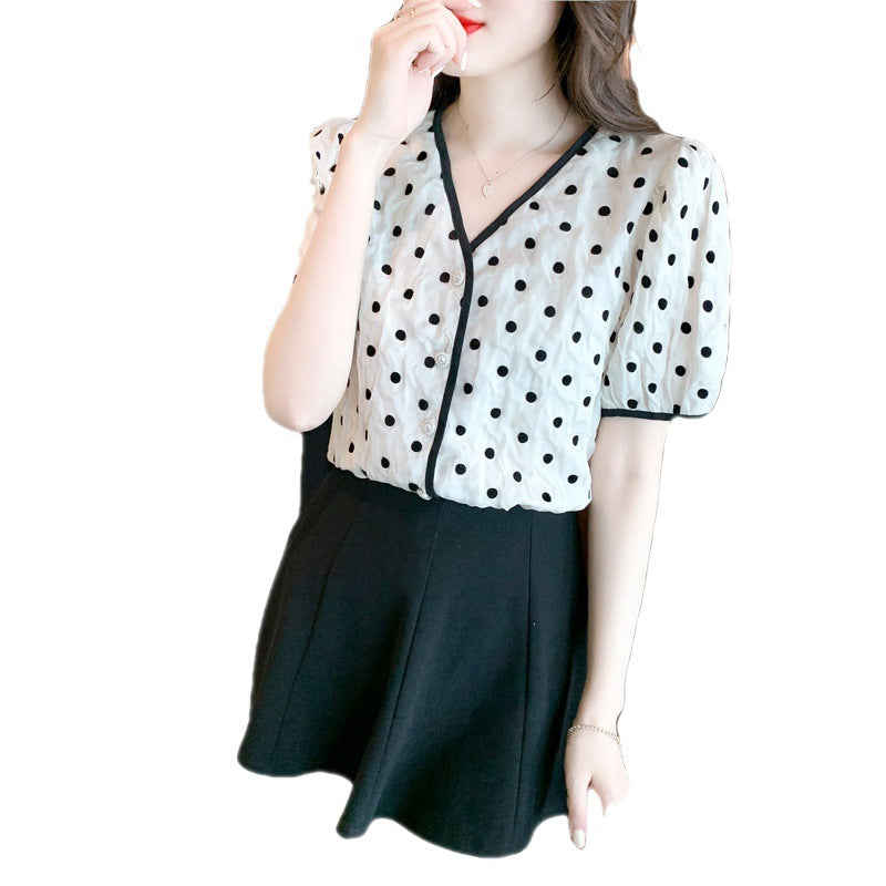 Damen Bluse mit Punkten Knöpfe Norvielle