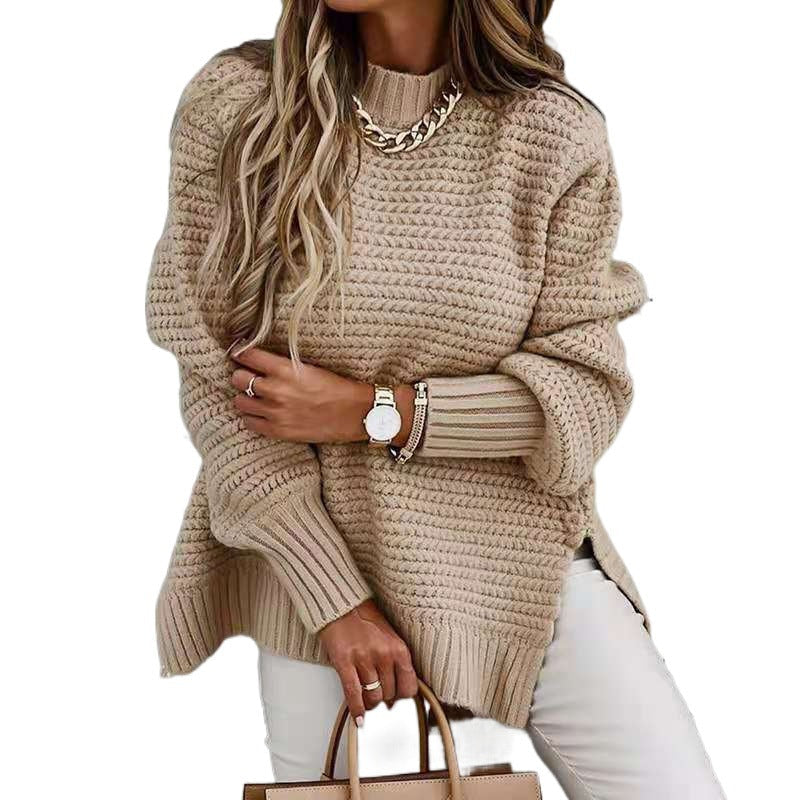 Damen Strickpullover Waffle-Muster Weite Ärmel Norvielle