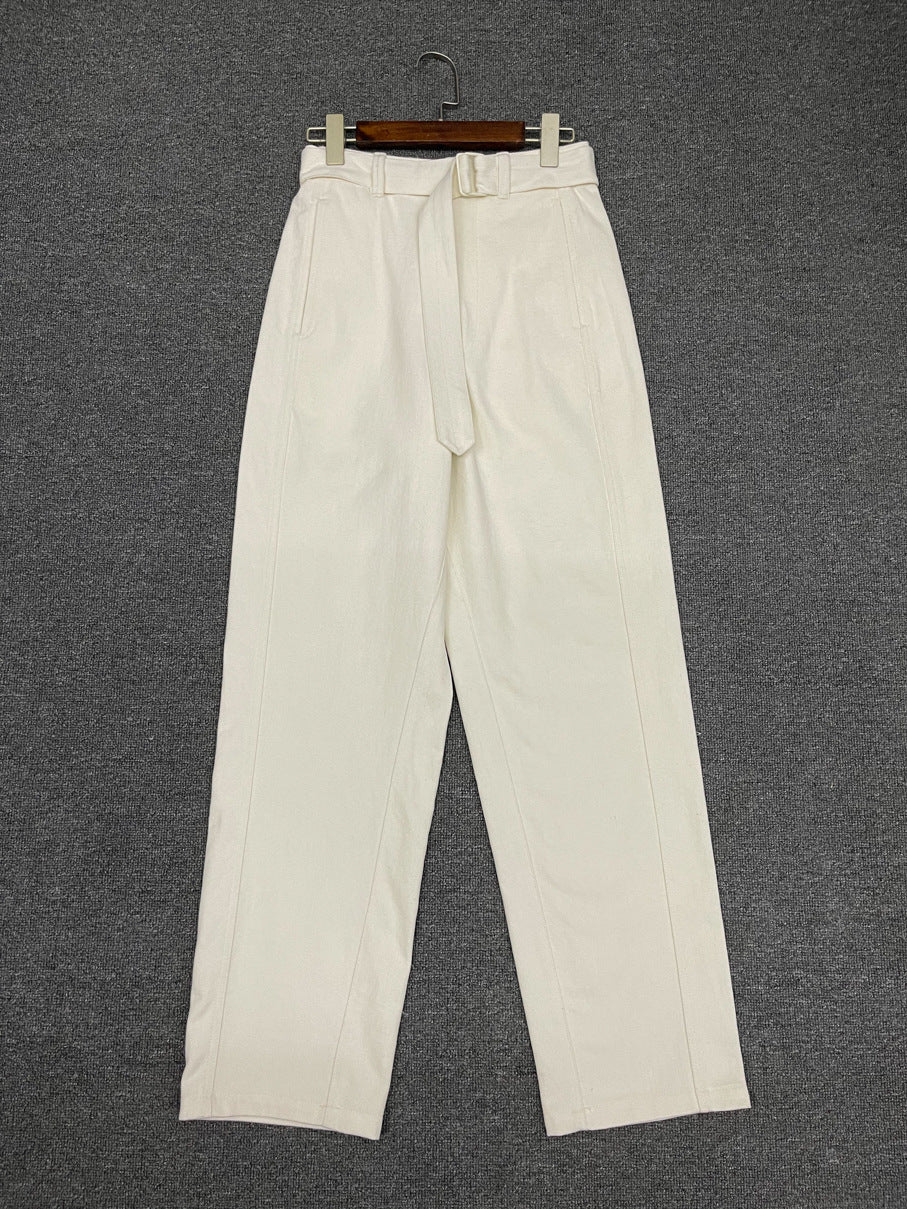 Damen High-Waist-Hose Bequem Gürtel