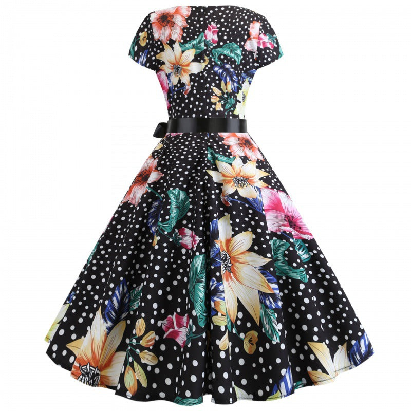 Damen Swingkleid Floralmuster Elegante Taillierung Norvielle