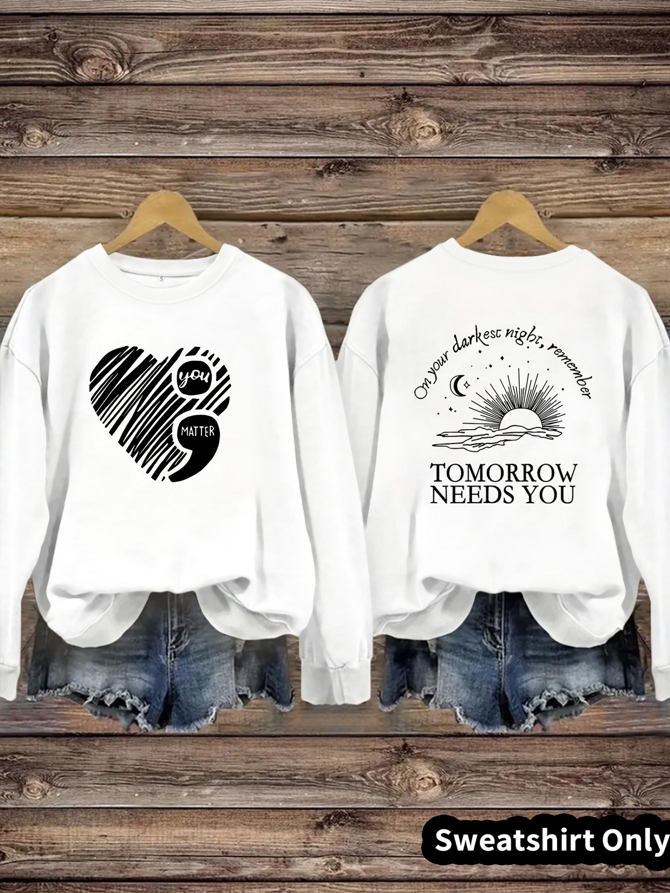 Damen Sweatshirt Großes Herzmotiv Norvielle