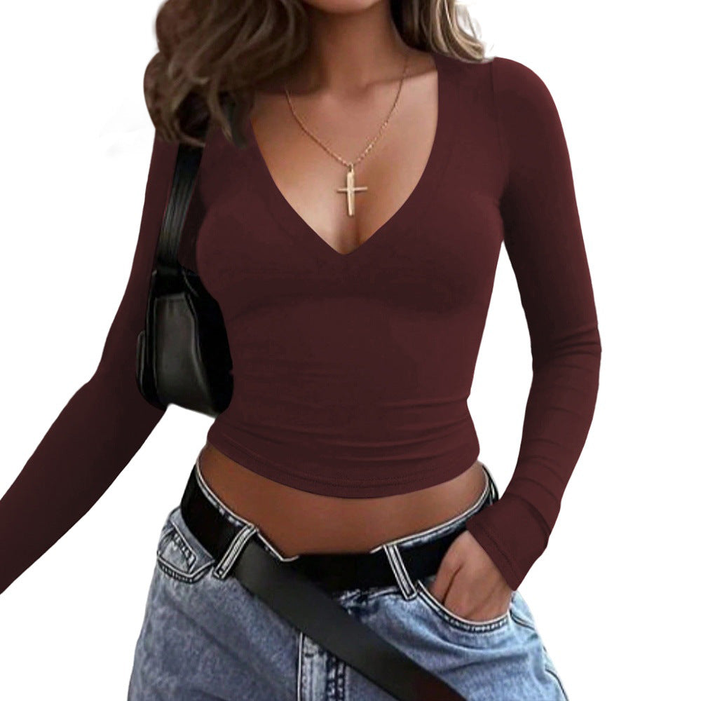 Damen Langarmshirt V-Ausschnitt Elastisch Norvielle