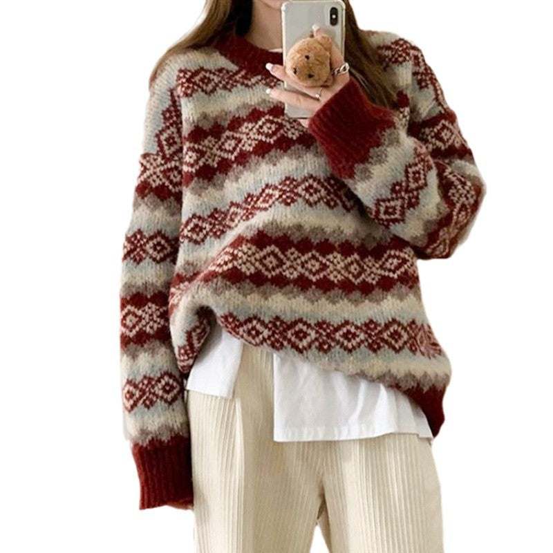Damen Strickpullover Gemustert Herzförmig Norvielle