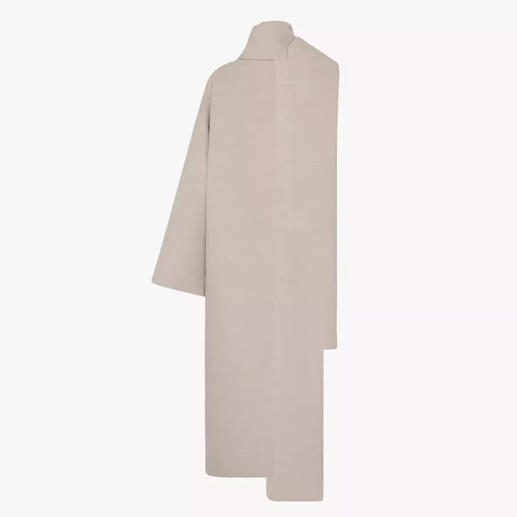 Damen Poncho aus Wolle mit Schal Elegantes Design Beige