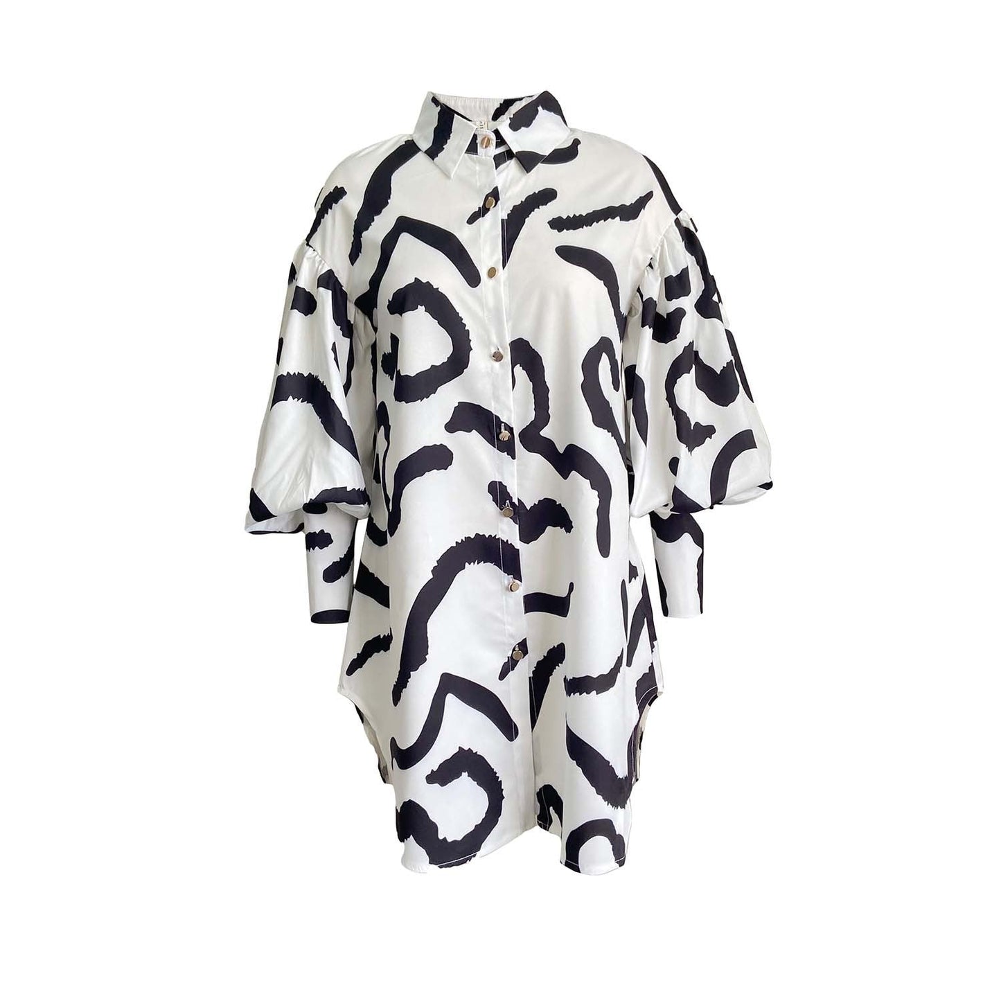 Damen Oversize Hemdkleid Lebhaftes Muster Norvielle