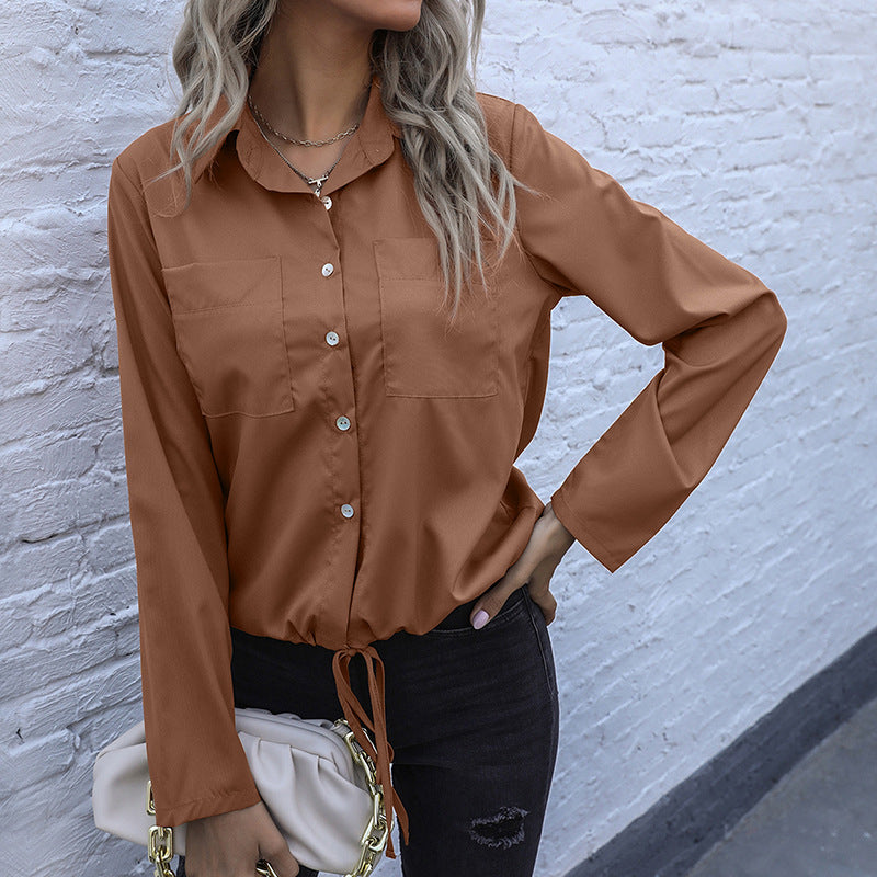 Damen Bluse Verkürzte Vorderseite Knopfdesign Weiß