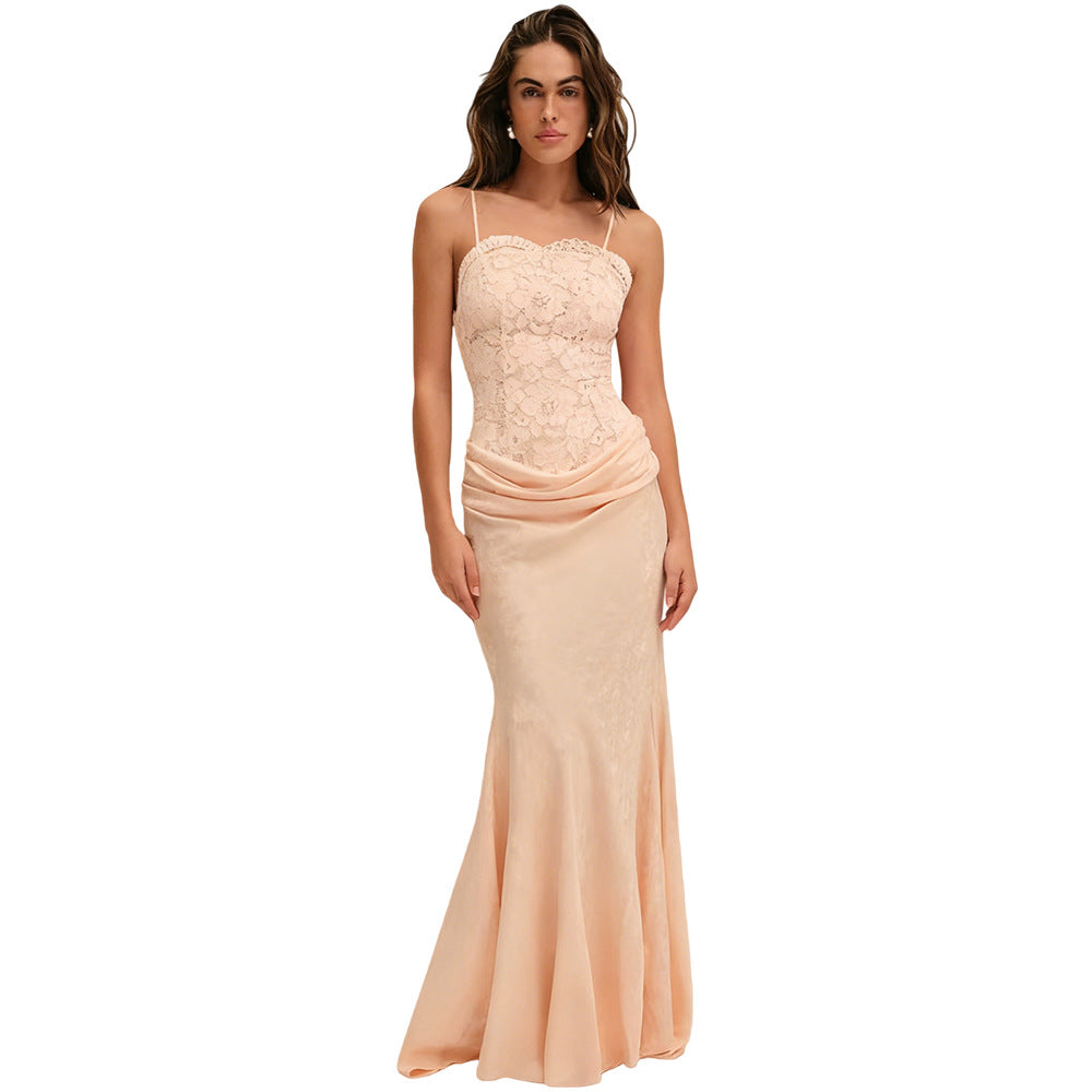 Damen Abendkleid Korsett-Design schickes Schößchen Langer Saum
