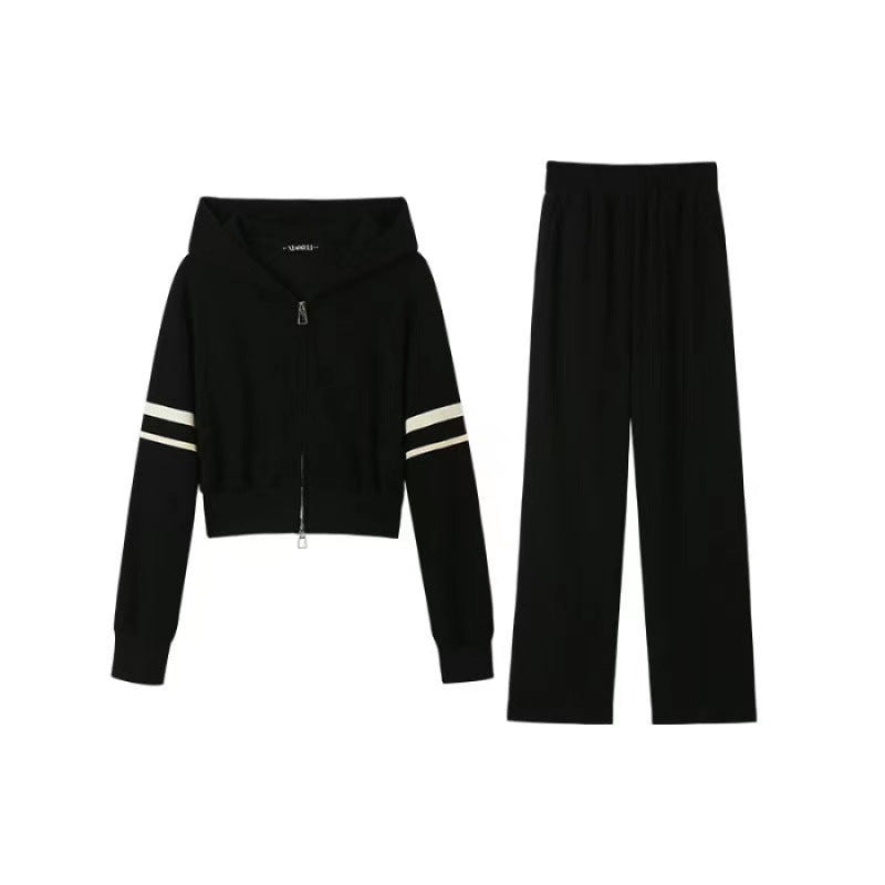 Damen Sportset Hoodie Jogginghose Baumwolle Weite Passform