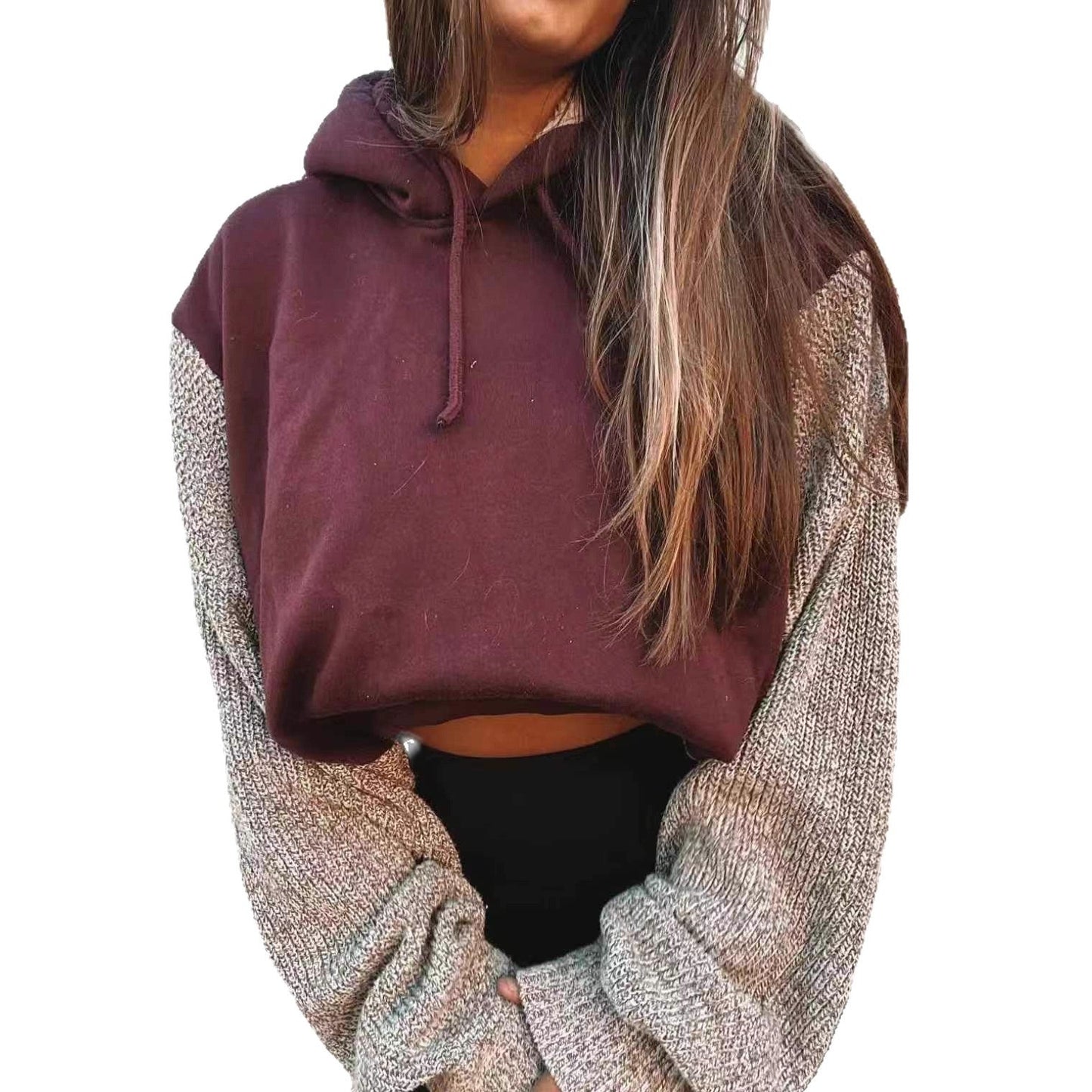 Damen Kapuzenpullover Strukturierte Ärmel Norvielle