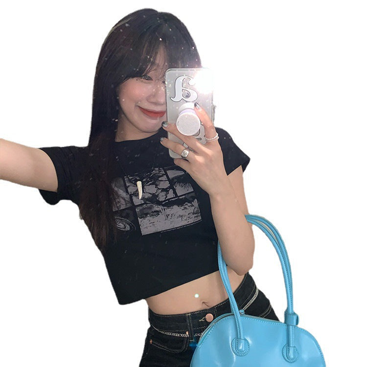 Damen Cropped T-Shirt mit Grafikdesign Norvielle