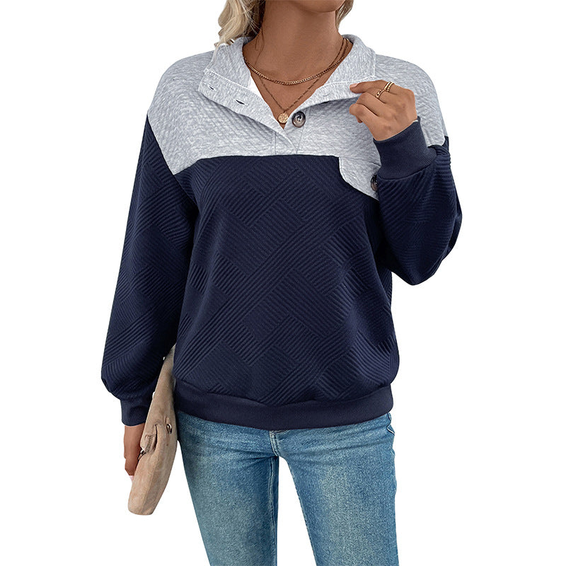 Damen Sweatshirt Strukturiert Knopfdetails Grau