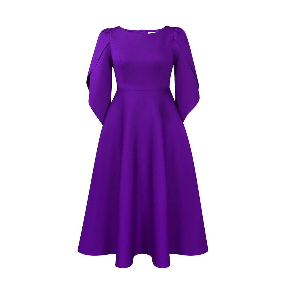 Damen Abendkleid mit Handballenärmel und schwingendem Rock