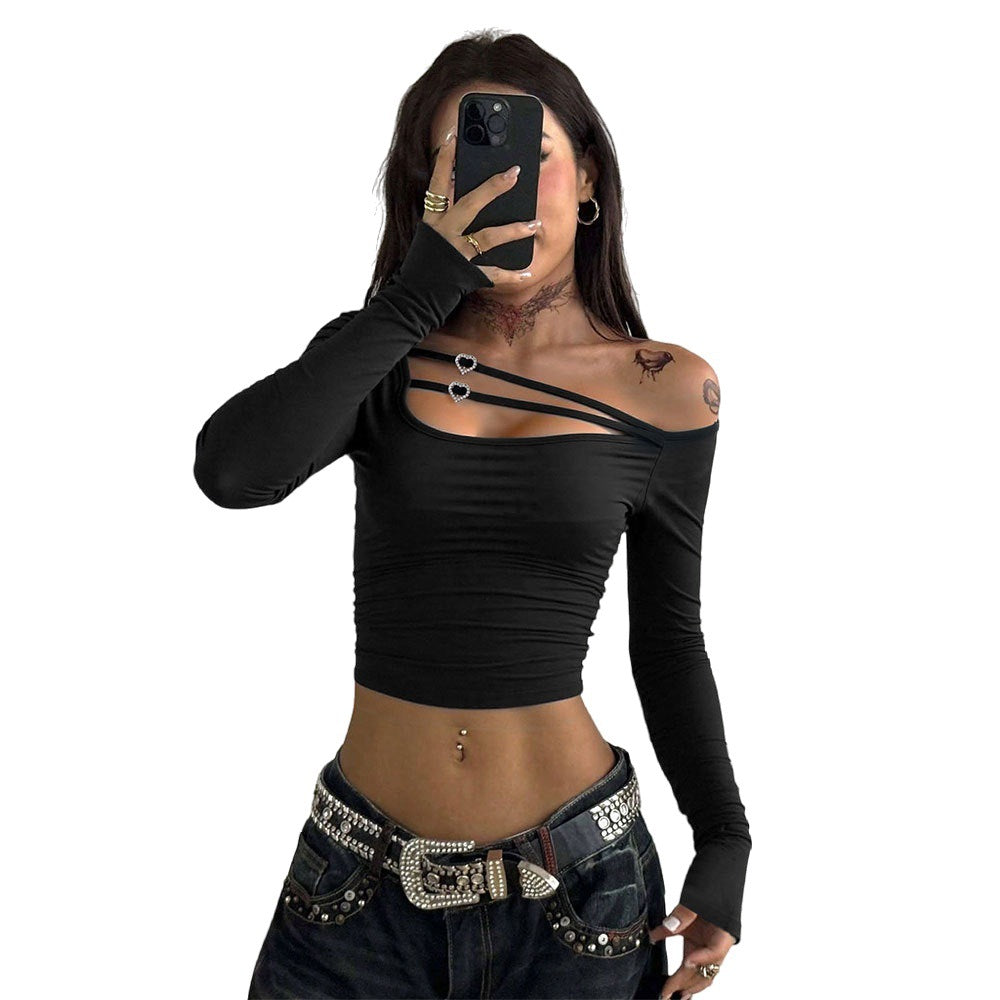 Damen Asymmetrisches mit Trägerdetails Elegantes Oberteil