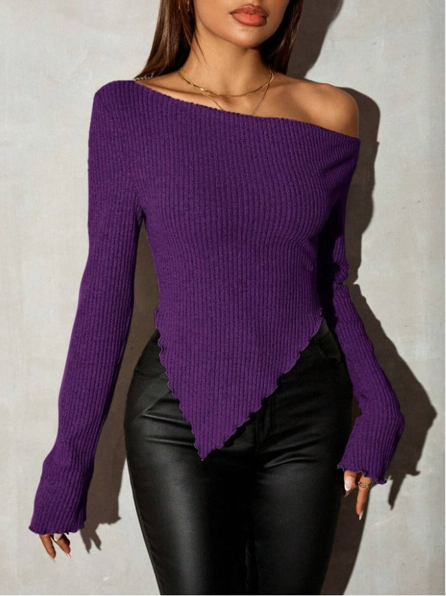 Damen Asymmetrischer Strickpullover Norvielle