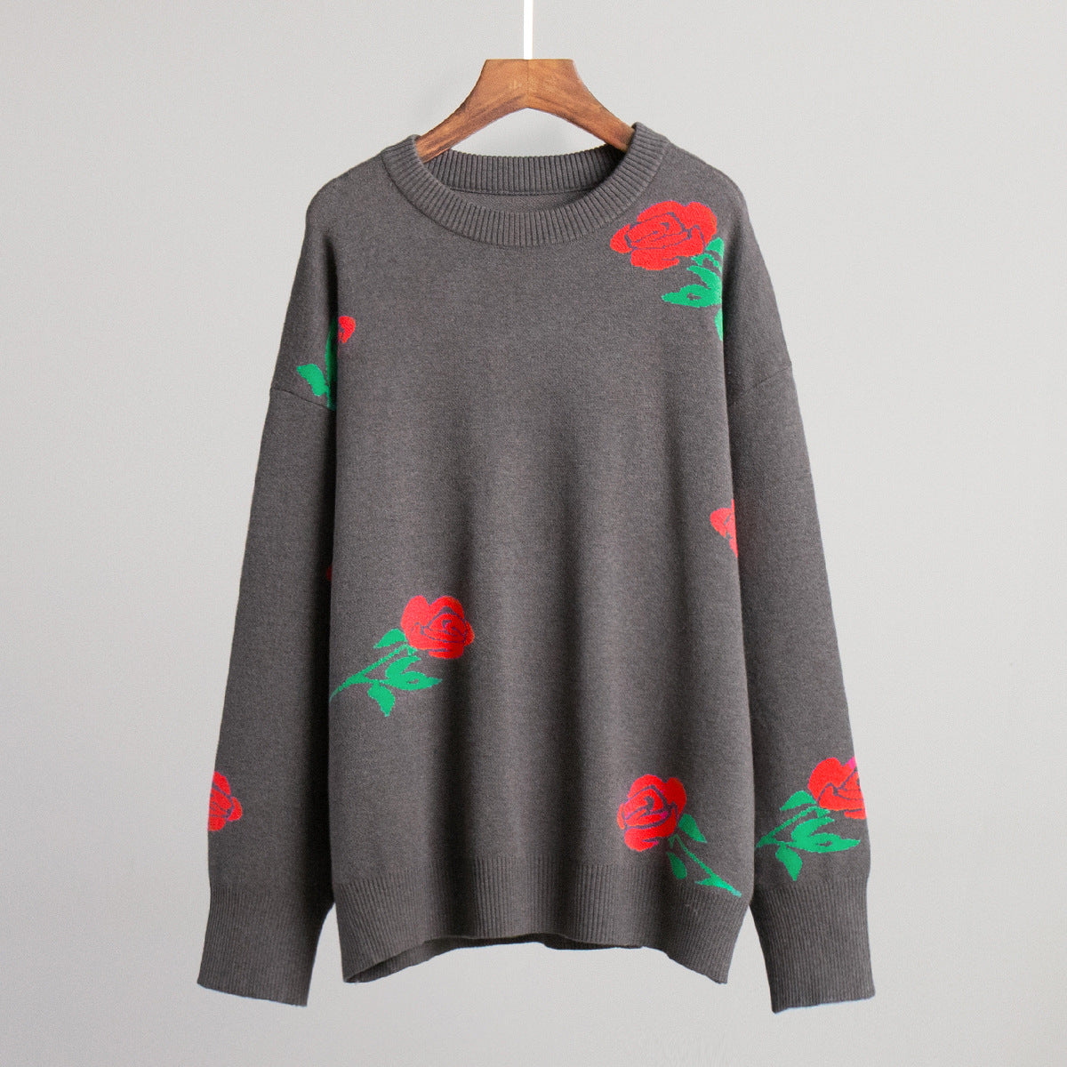 Damen Strickpullover Floralmuster Locker Norvielle