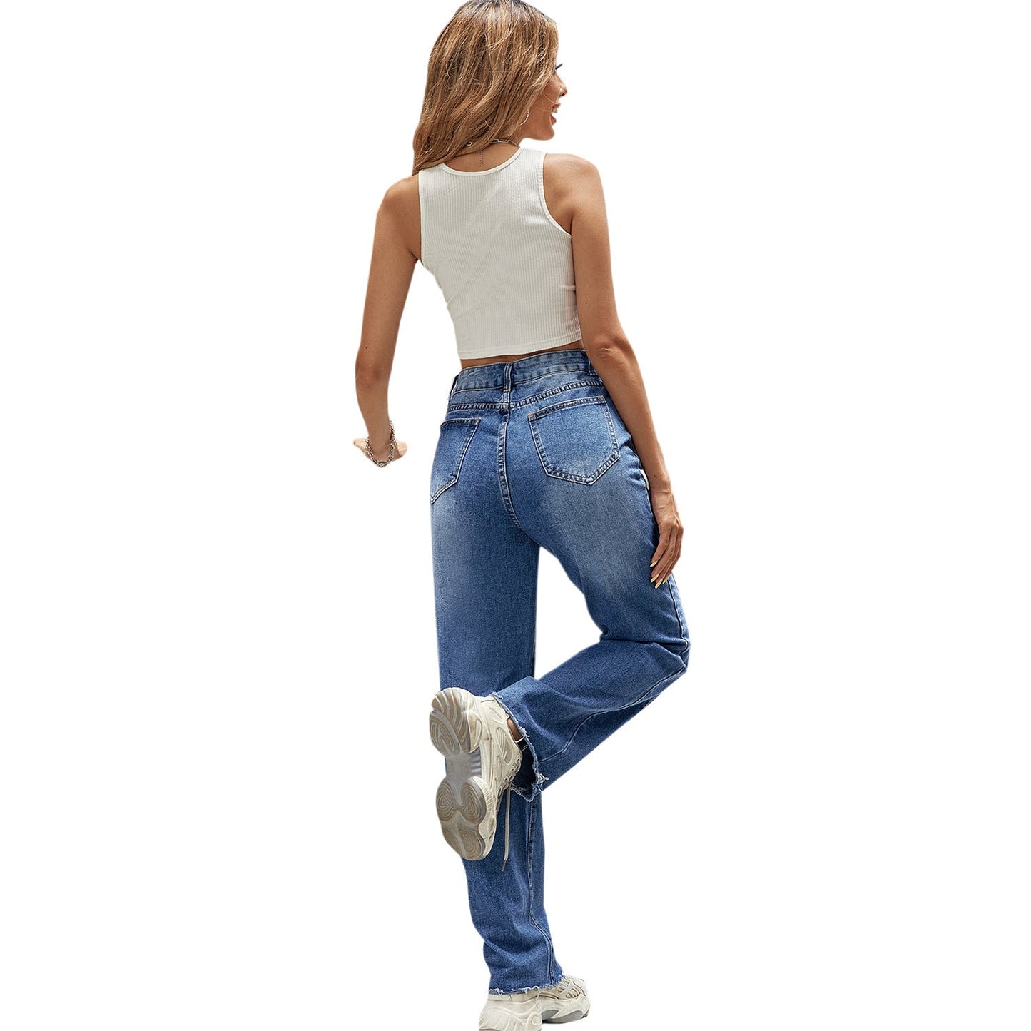 Damen High-Waist Jeans Bootcut Klassisch