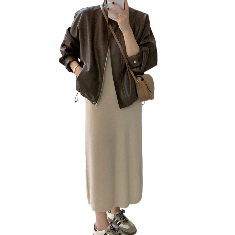 Damen Lederjacke Oversized Schnitt Modern Norvielle