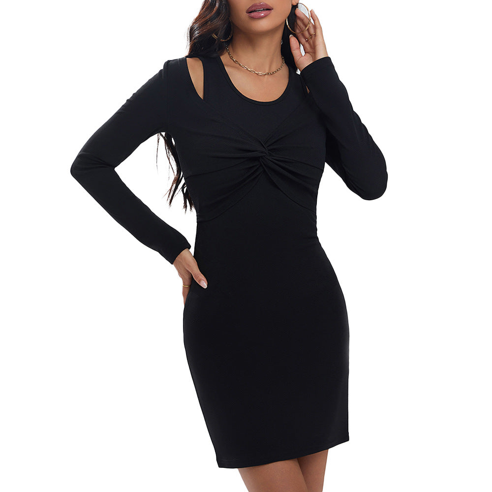 Damen Kleid Figurbetont Cut-Out Ausschnitte Elegantes Drapier Detail