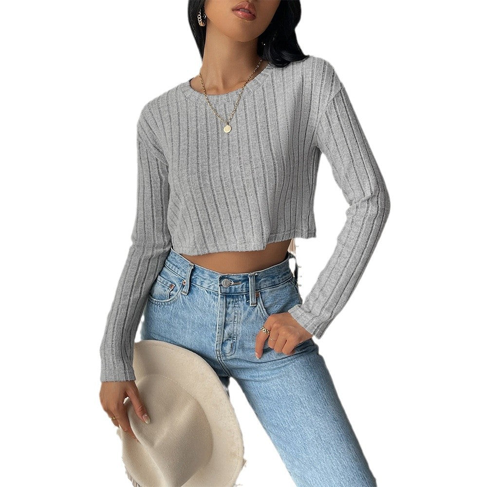 Damen Pullover Feine Rippstruktur Länge Mit langen Ärmeln Beige