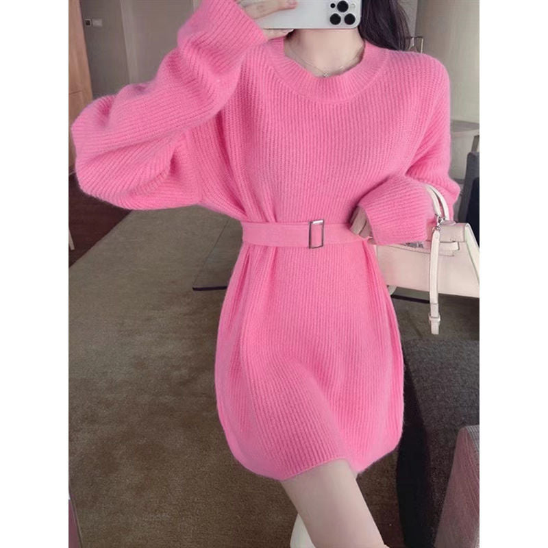 Damen Strickpullover mit Gürtel Norvielle
