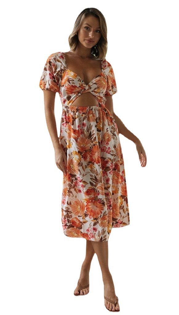 Damen Sommerkleid Elastisch Verspielter Knoten Norvielle