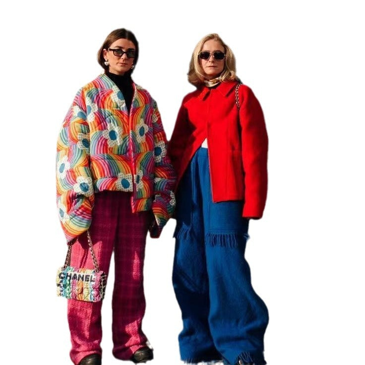 Damen Steppjacke Bunt Voluminöse Ärmel Norvielle