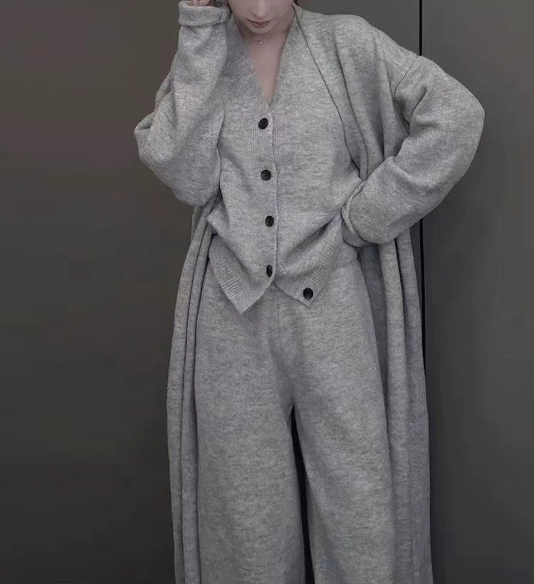 Damen Strickensemble Longcardigan weite Hose Norvielle