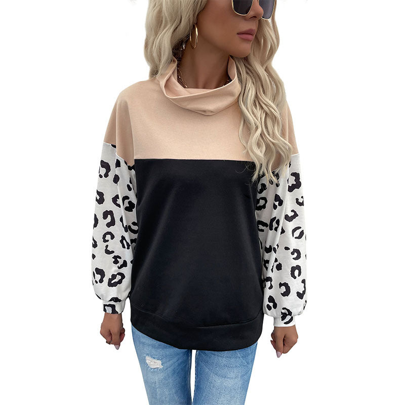 Damen Sweatpullover Animalprint Hoher Kragen Norvielle