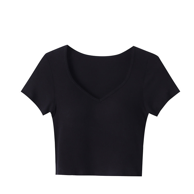 Damen Crop- Kurzärmelig V-Ausschnitt Norvielle