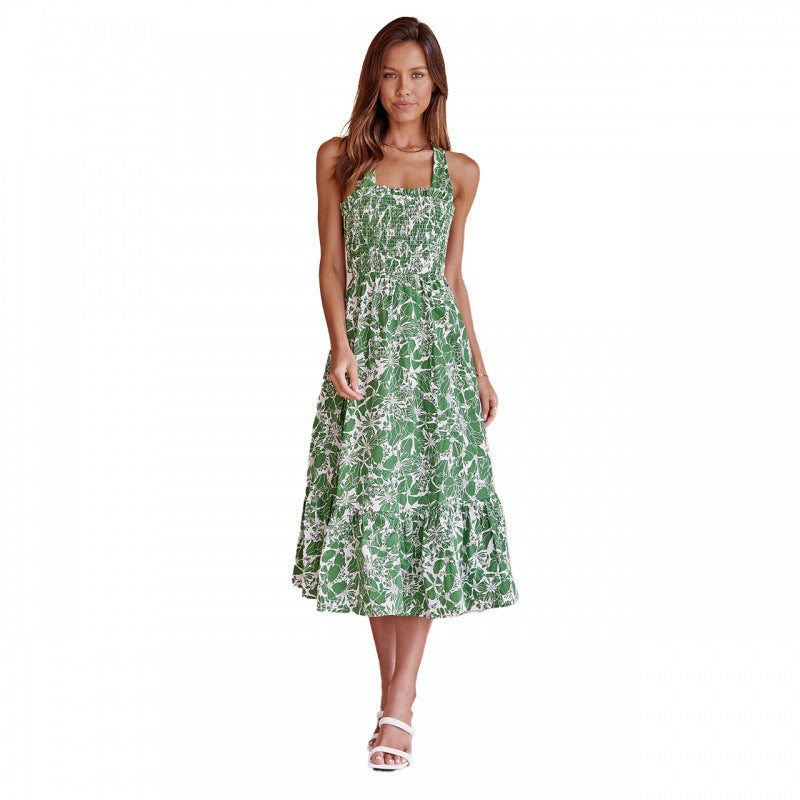 Damen Maxikleid Romantisch Florales Design Elastisch