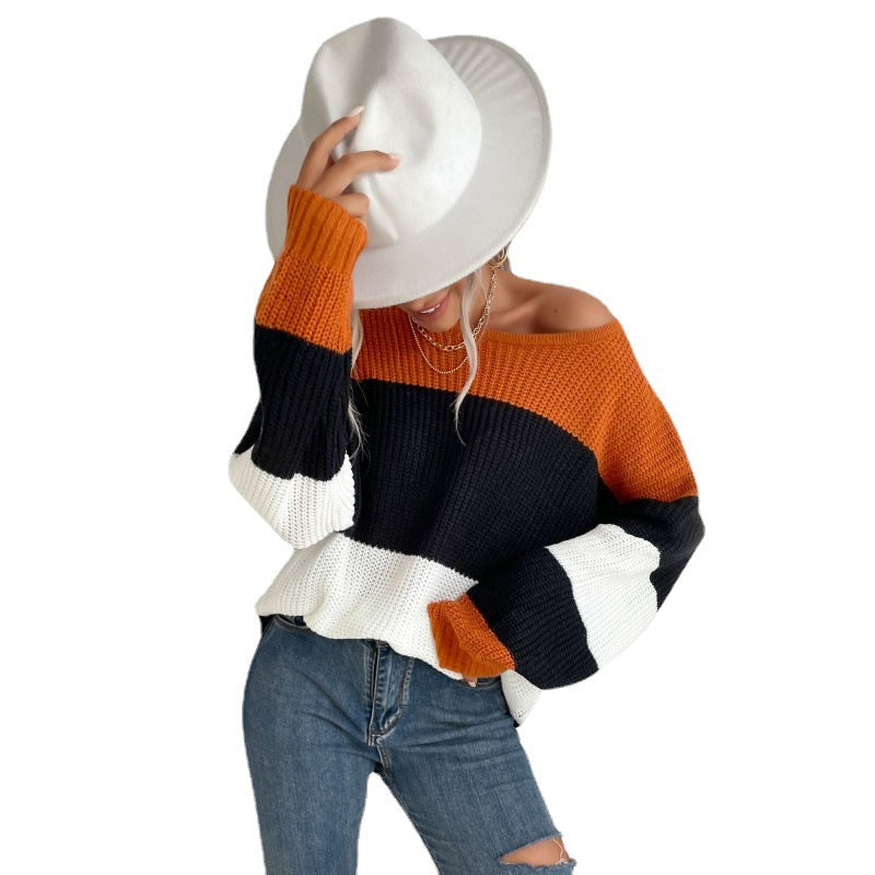 Damen Strickpullover Blockdesign Norvielle