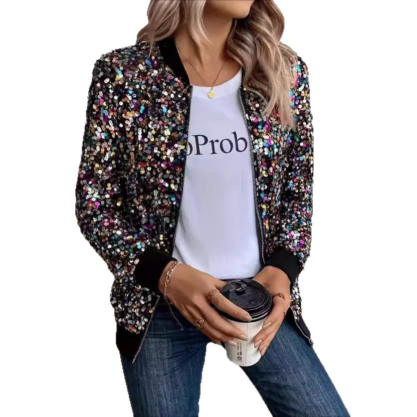 Damen Funktionsjacke Glitzer Pailletten Bequem Norvielle