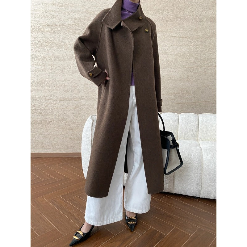 Damen Eleganter Mantel Hochkragen Bindegürtel Norvielle