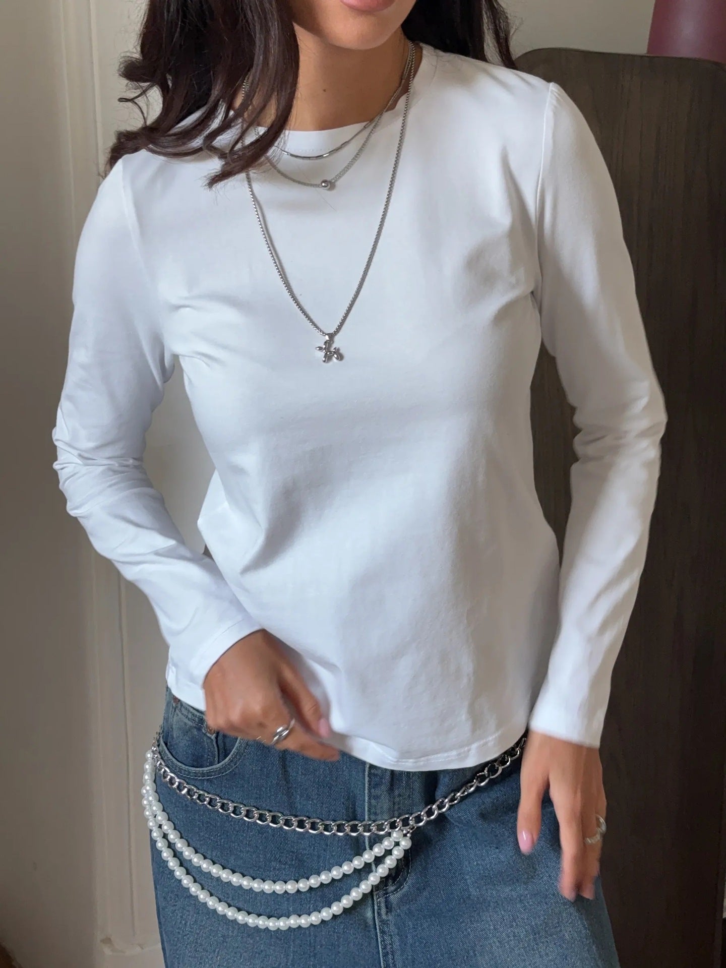 Damen Langarmshirt Körperbetonter Schnitt Norvielle